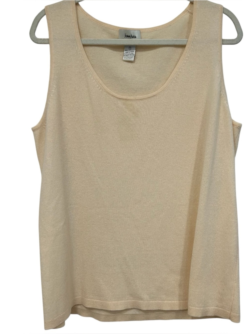 Neiman Marcus 100% Cashmere Shell Tank Top Sweater Sleeveless Cream Ivory 1X